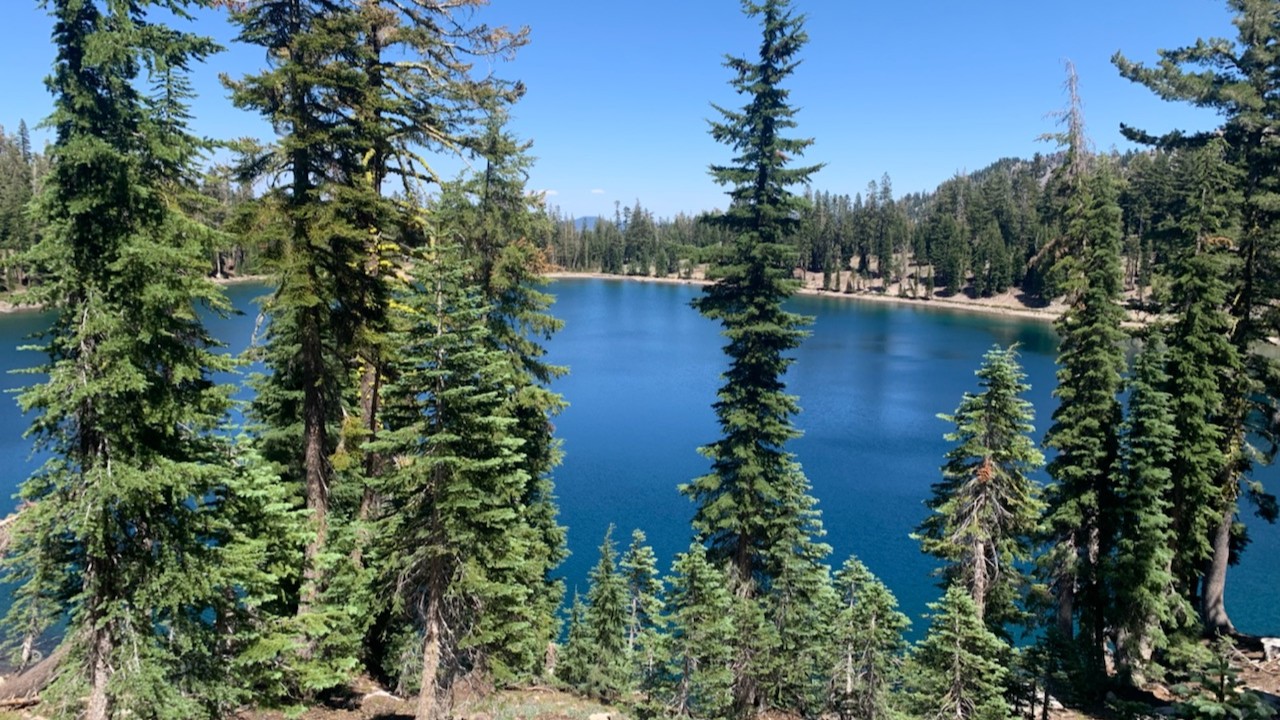 A scenic lake at Lassen Volcanic National Park in California