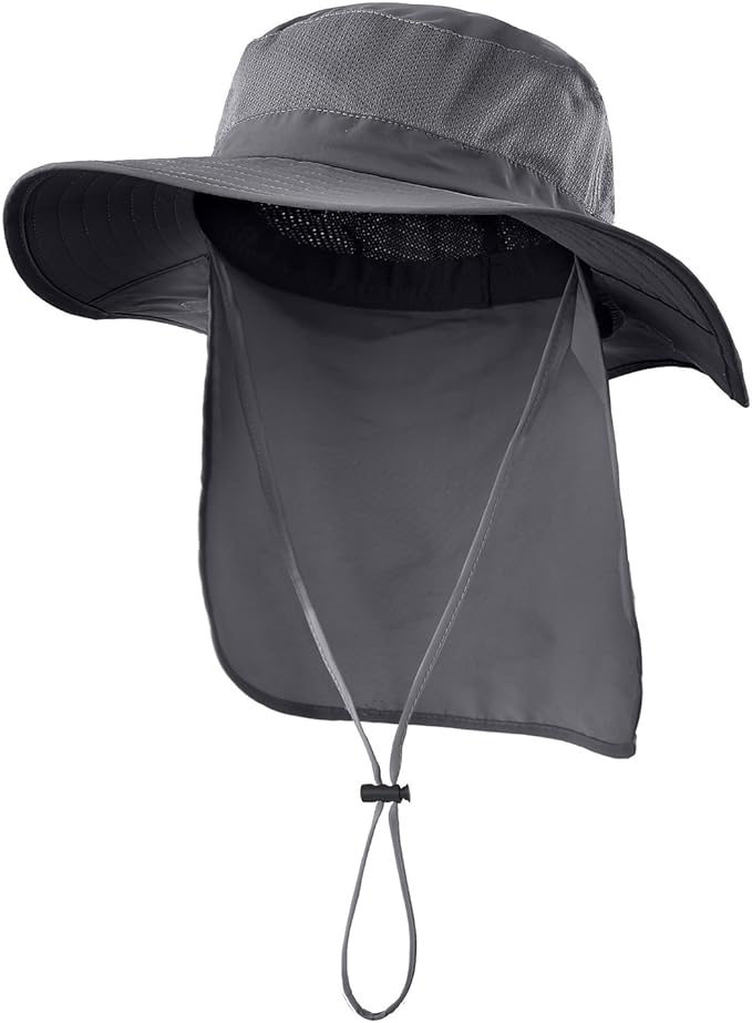 Mesh sun hat wide brim hat with neck flap