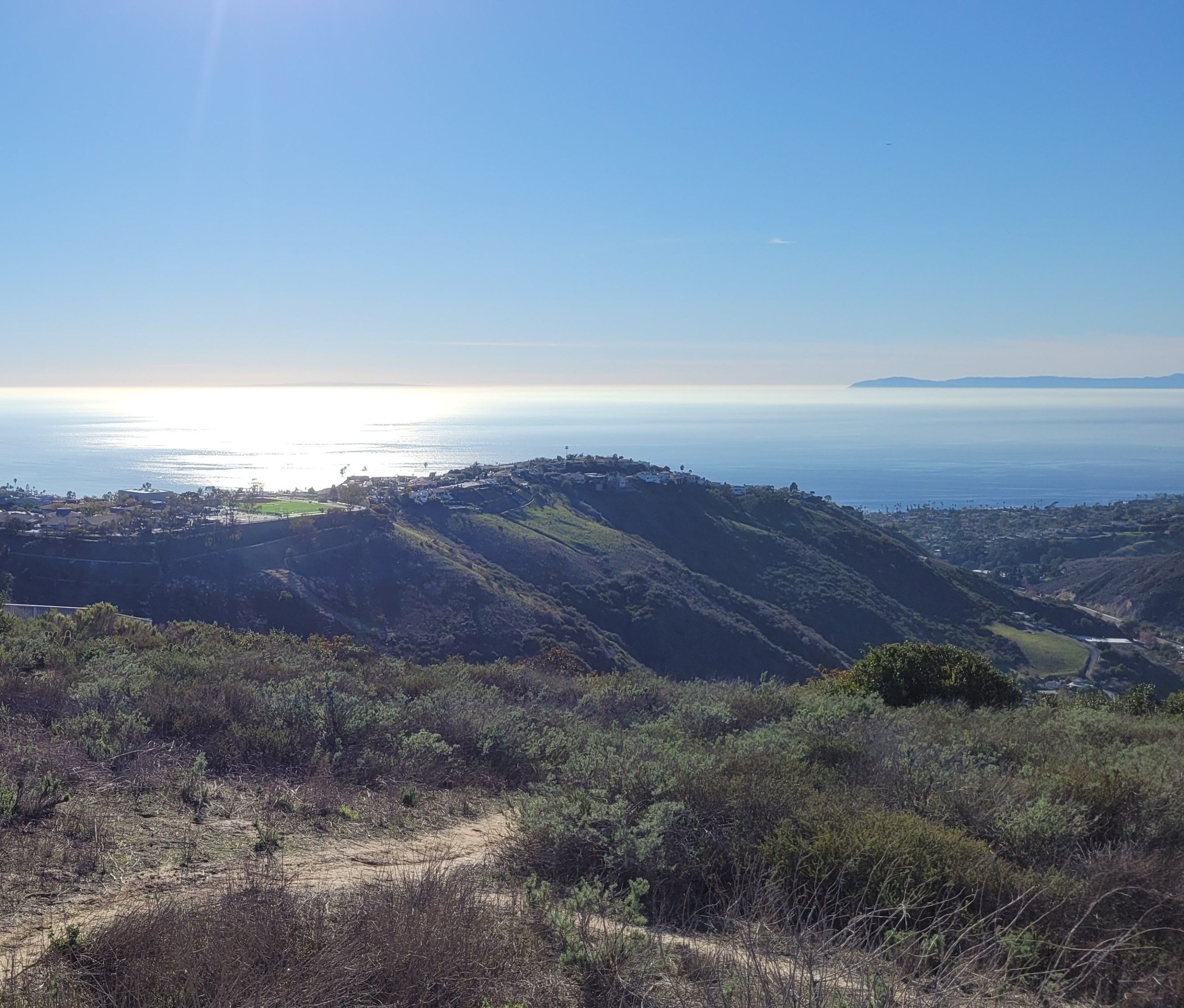 Panoramic ocean view from the Top of the World hiking trail in Laguna Beach, Orange County