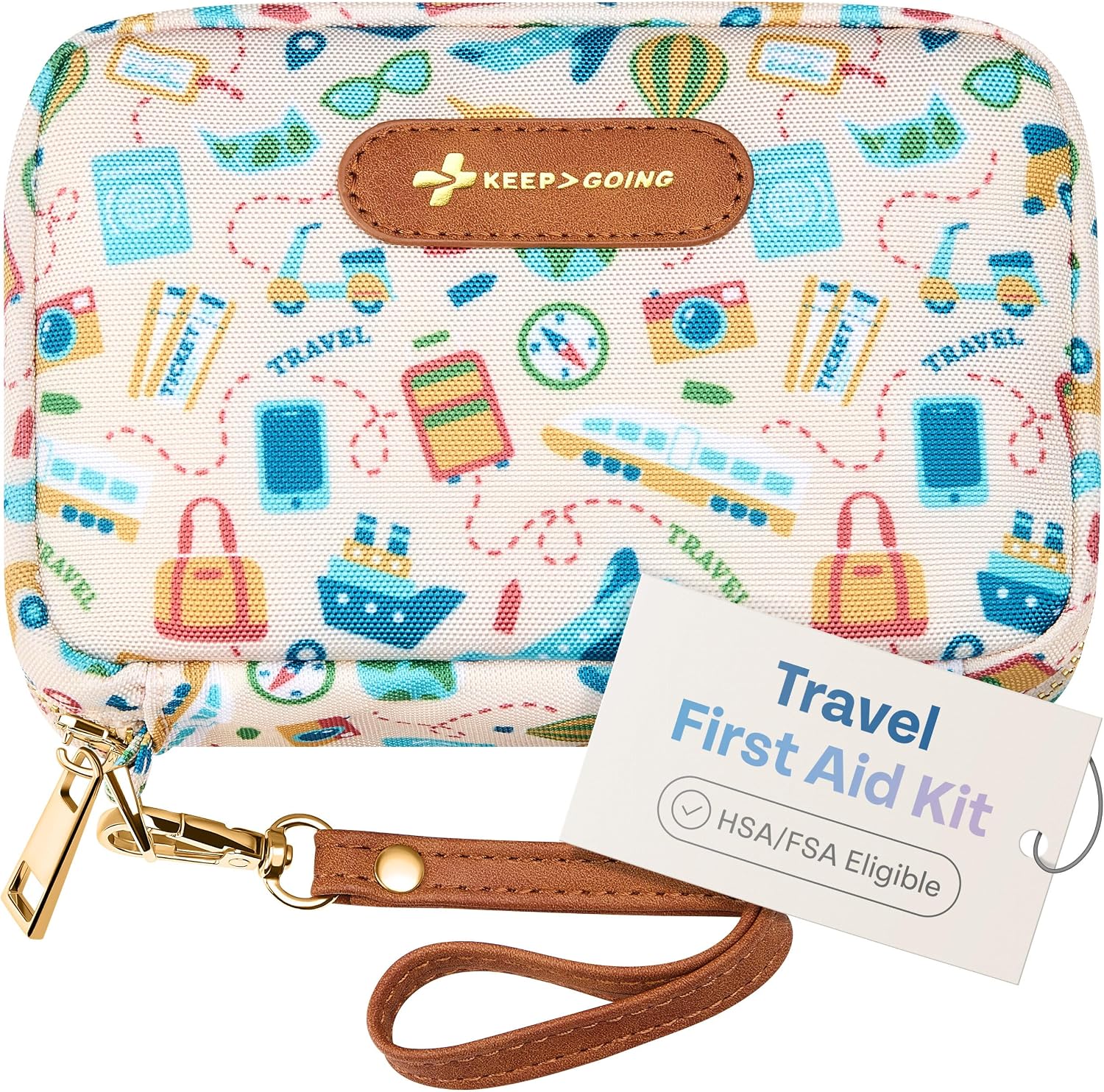 KeepGoing Travel First Aid Kit for Car, Home, Hiking, Camping, and Outdoor Emergencies